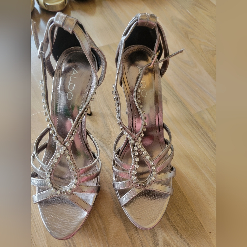 Aldo Women's Shimmering Silver Strappy Heels
